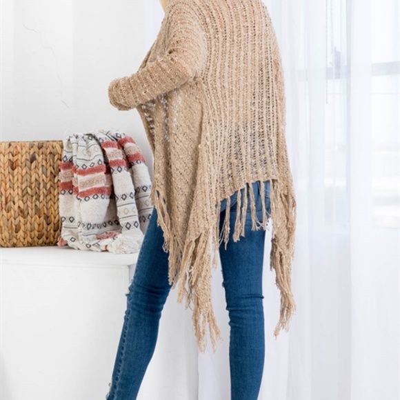 #12 Mocha fringe cardigan sweater - Picture 11 of 15